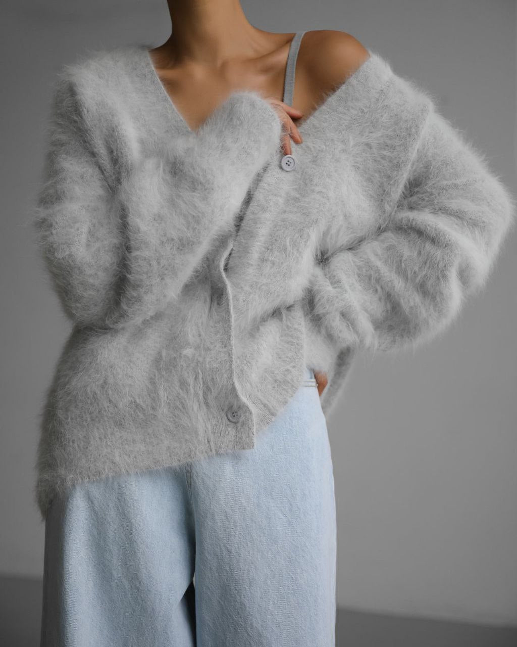 Women's Loose V-Neck Button Knitted Cardigan Sweater - Fall & Winter Top