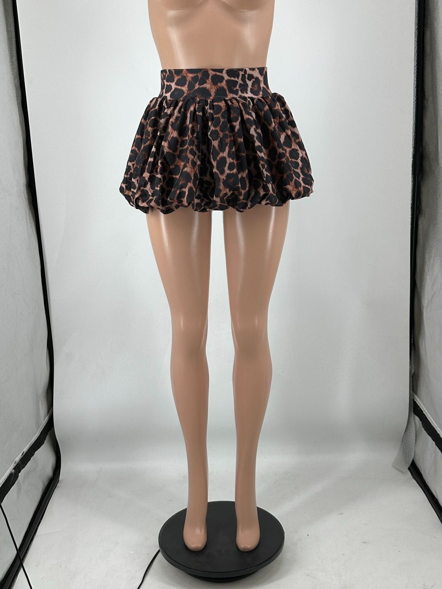 Women's Solid Stretch Bubble Skirt — Pleated Mini Skirt