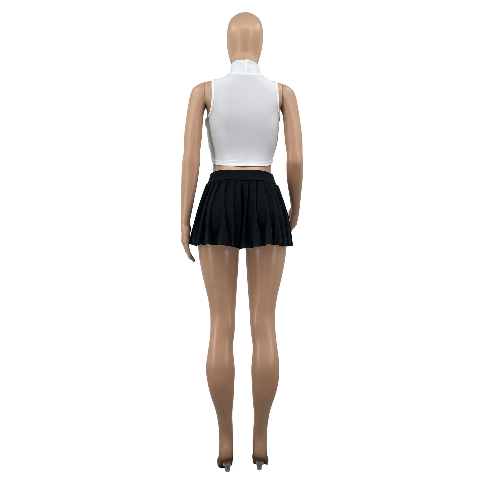 Women'S Summer Solid Color Sexy Mini Pleated Skirt