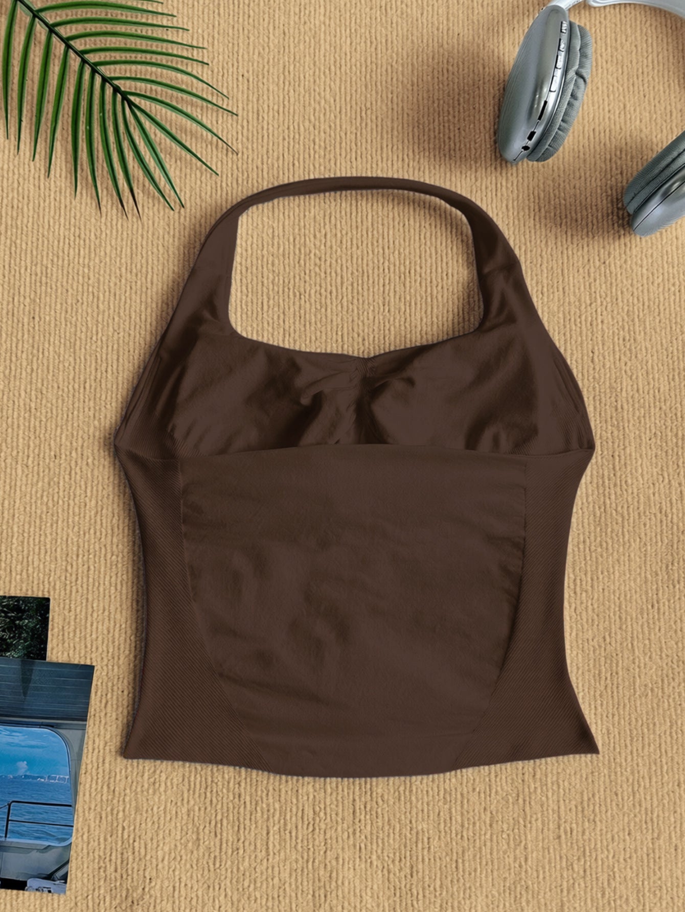 Women Square Neck Halter Neck Seamless Yoga Fitness Tank Top with Bra Pads
