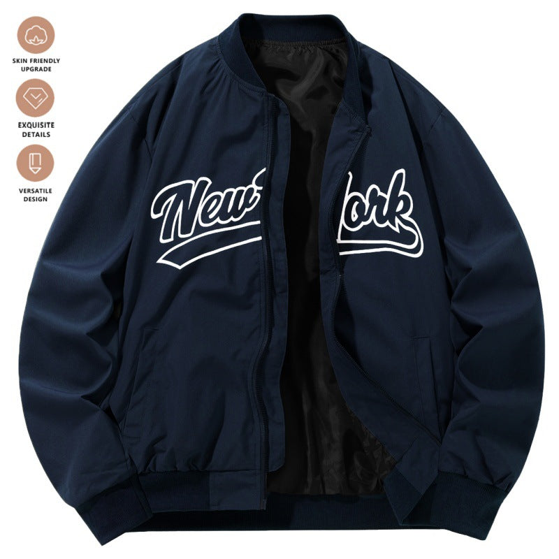 Baseball Uniform Retro Stand Collar Top Easy Matching Coat