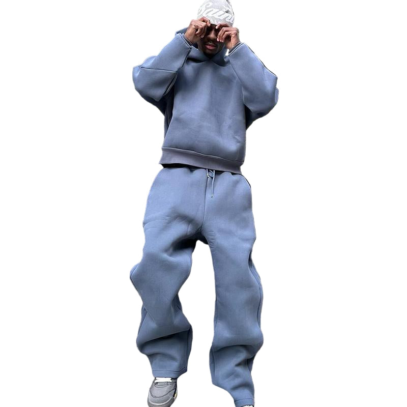 Men's Casual Solid Color Hooded Pullover Straight Pants