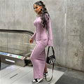 Women Casual Solid Hooded Slit Dress with Cuffs