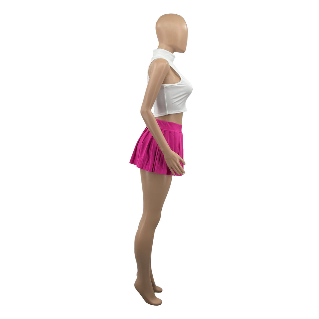 Women'S Summer Solid Color Sexy Mini Pleated Skirt