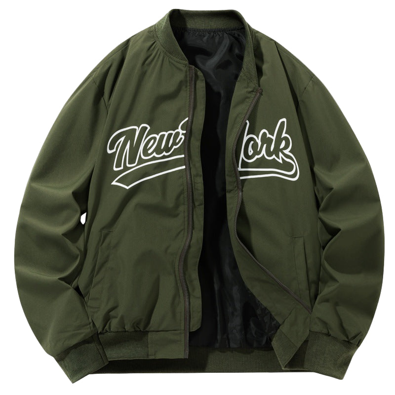 Baseball Uniform Retro Stand Collar Top Easy Matching Coat