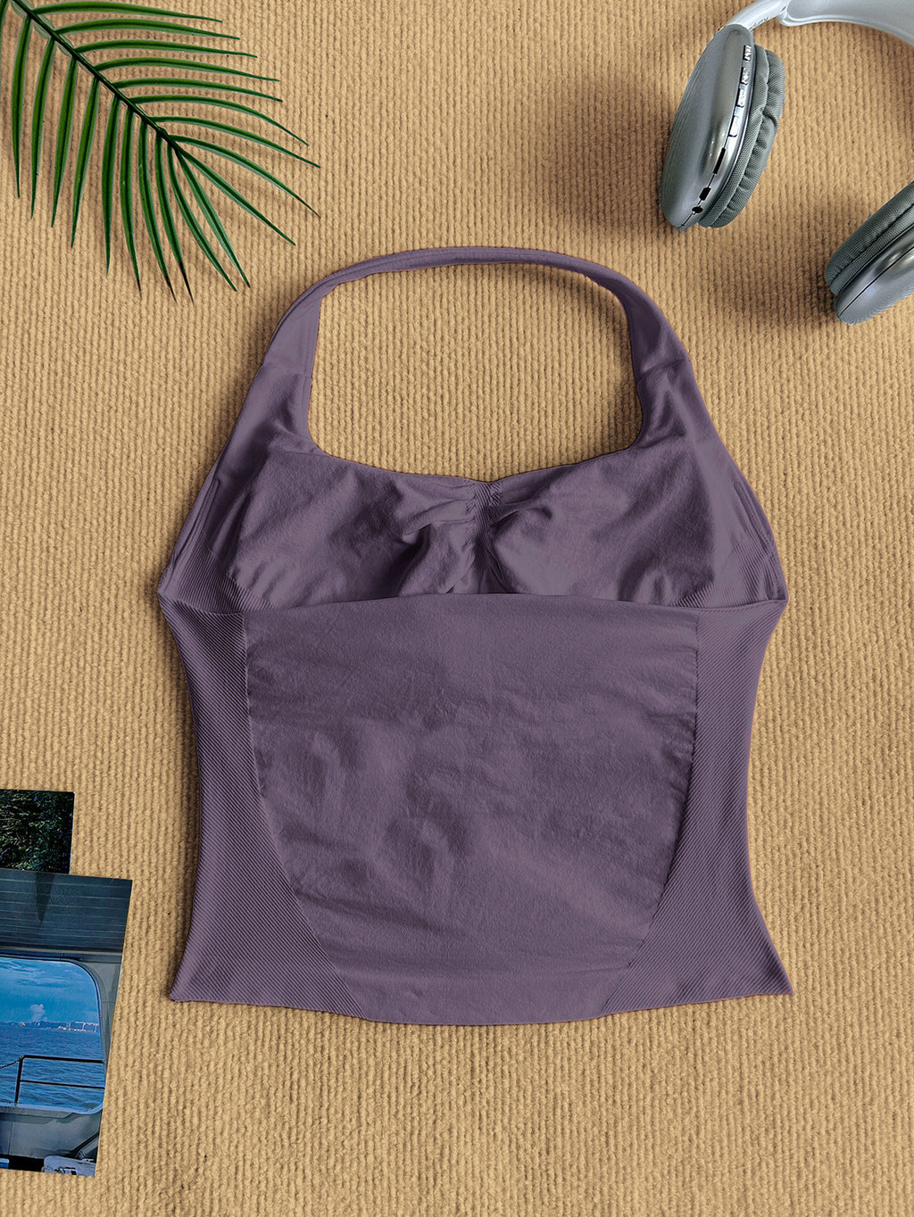 Women Square Neck Halter Neck Seamless Yoga Fitness Tank Top with Bra Pads