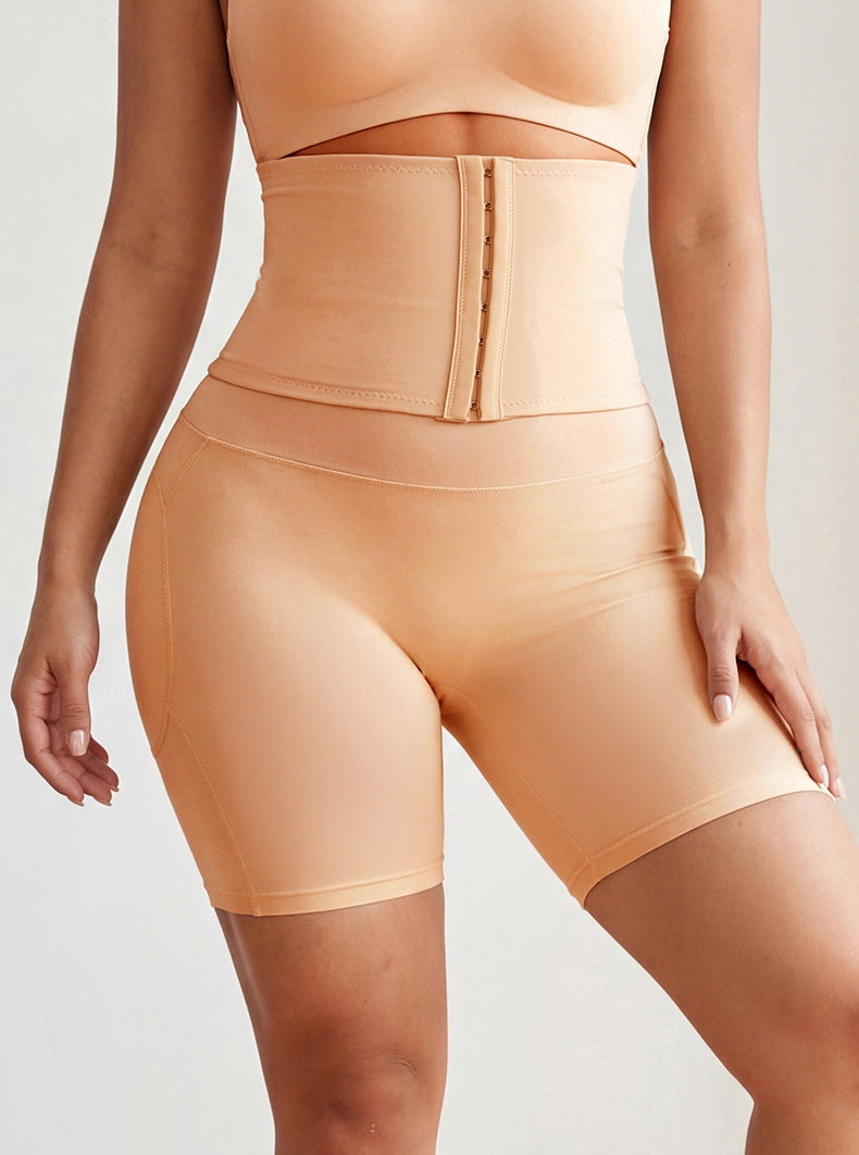 Women Summer High Waist Button Slim Waist Butt Lifter Shaping Shorts