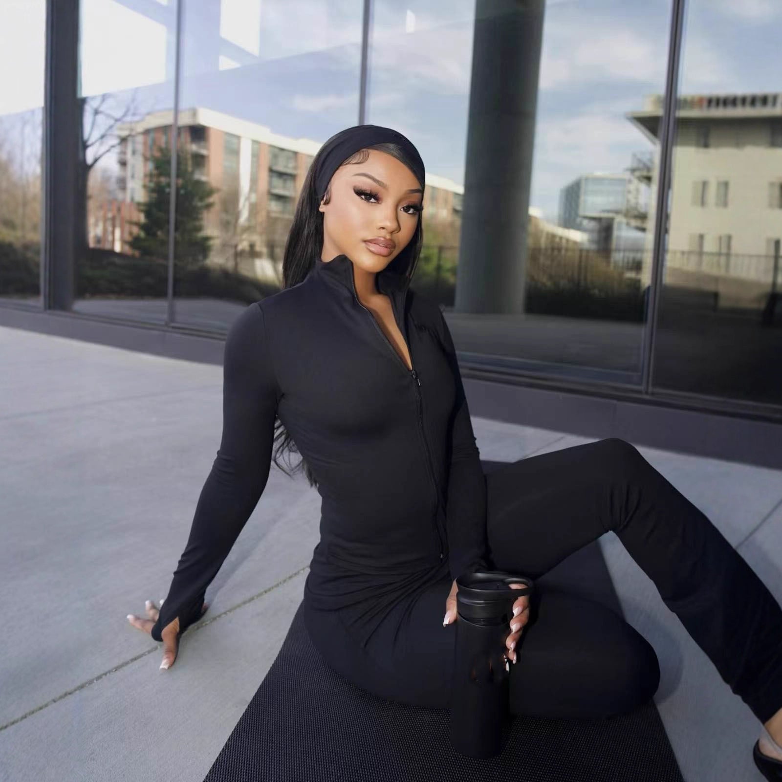 Top Casual Trousers Fashion Hair Band Three-piece Set