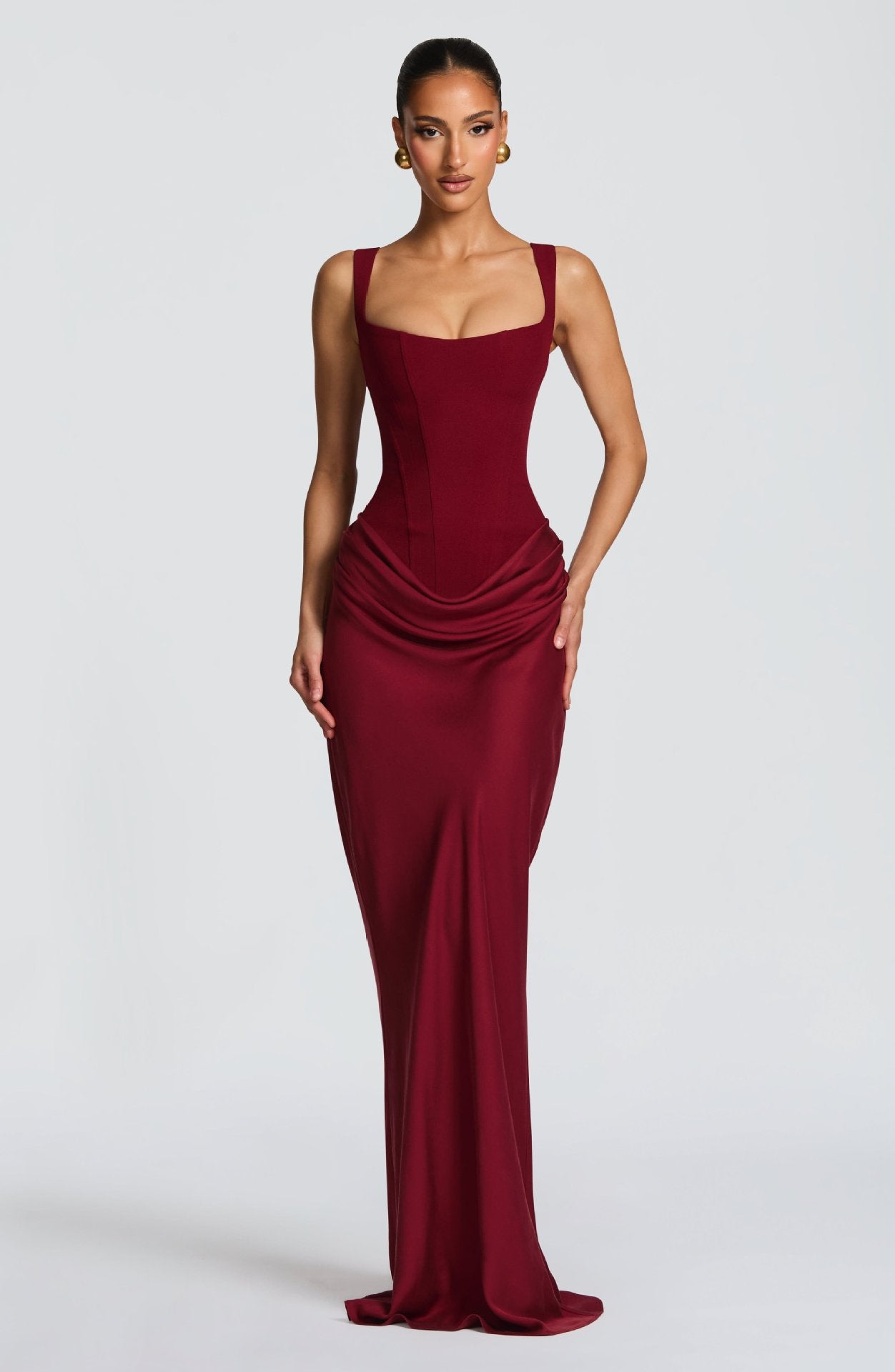 Women Spring Color Square Neck Sleeveless Patchwork Pleated Sexy Bodycon Dress