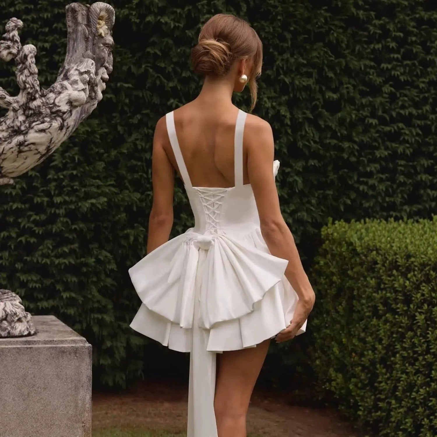Formal Party Satin Strap Mini Dress Birthday Party Dress（Processing time need 3-6 days）