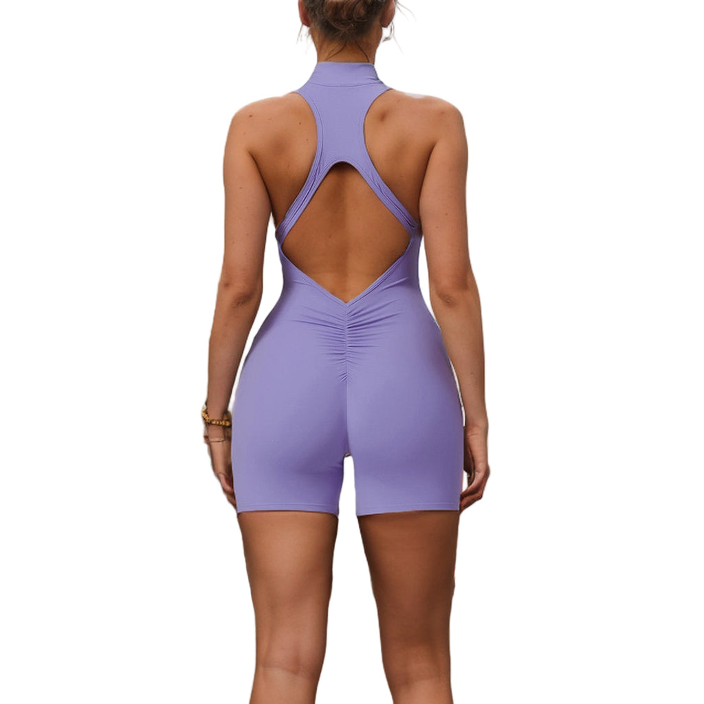 Women's Backless Yoga Jumpsuit with Zipper - Summer Bodysuit