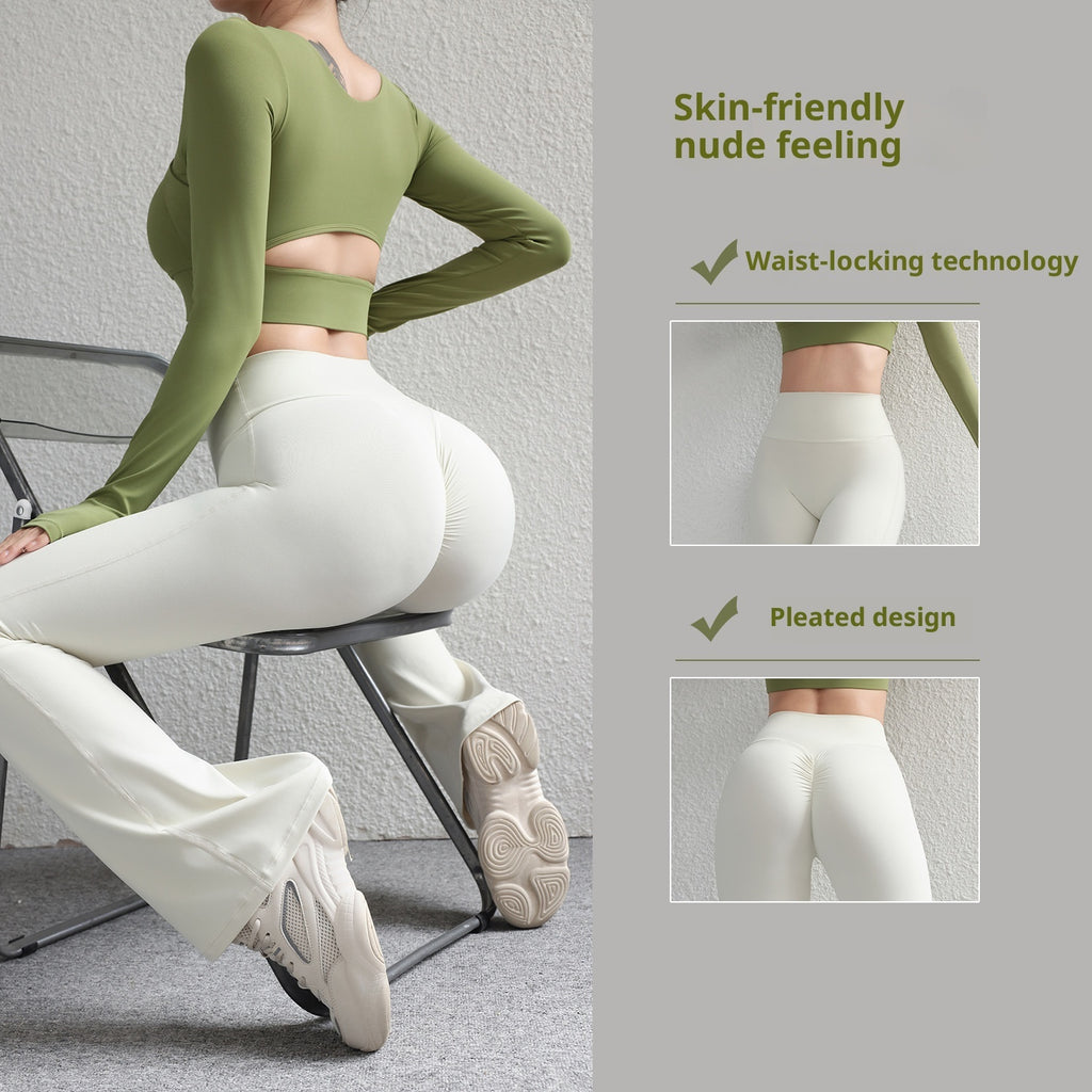 High-waisted Peach Butt-lifting Quick-dry Flare Yoga Pants For Women