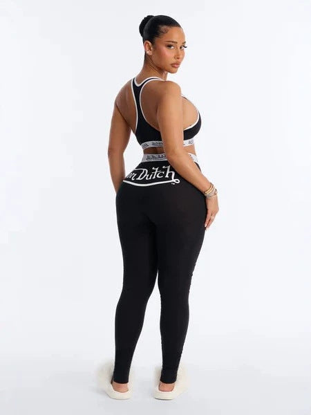 Sexy Black Women Printed Slim Fit Tank Top Pants Set