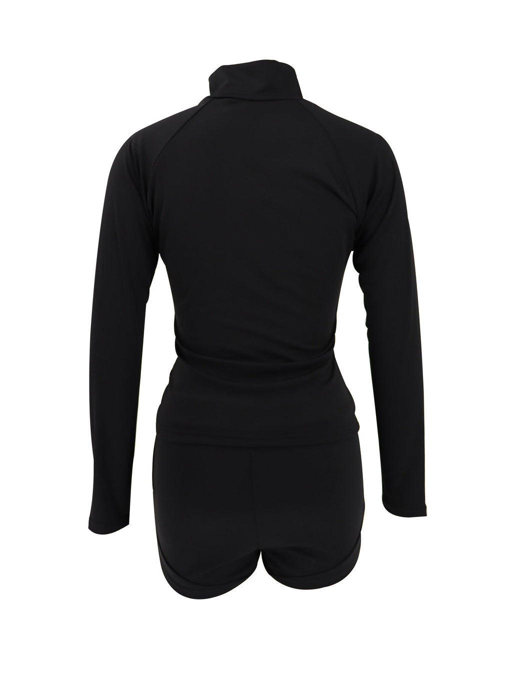 Women Stand Collar Long Sleeve Top And Shorts Two-Piece Set