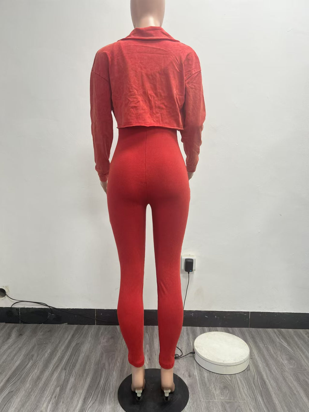 Fashion Women'S Solid Color Tight Slim Jumpsuit Coat Casual Two-Piece Set