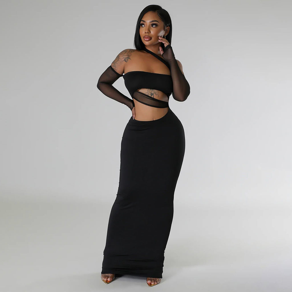 Women'S Fashion Sexy See-Through Mesh Patchwork Dress