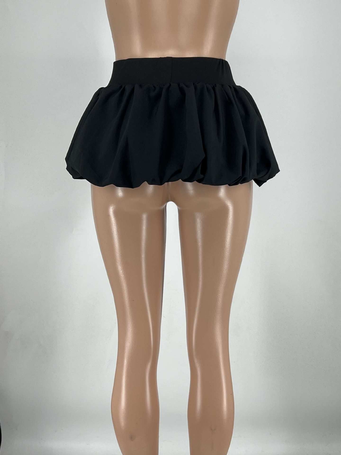 Women's Solid Stretch Bubble Skirt — Pleated Mini Skirt