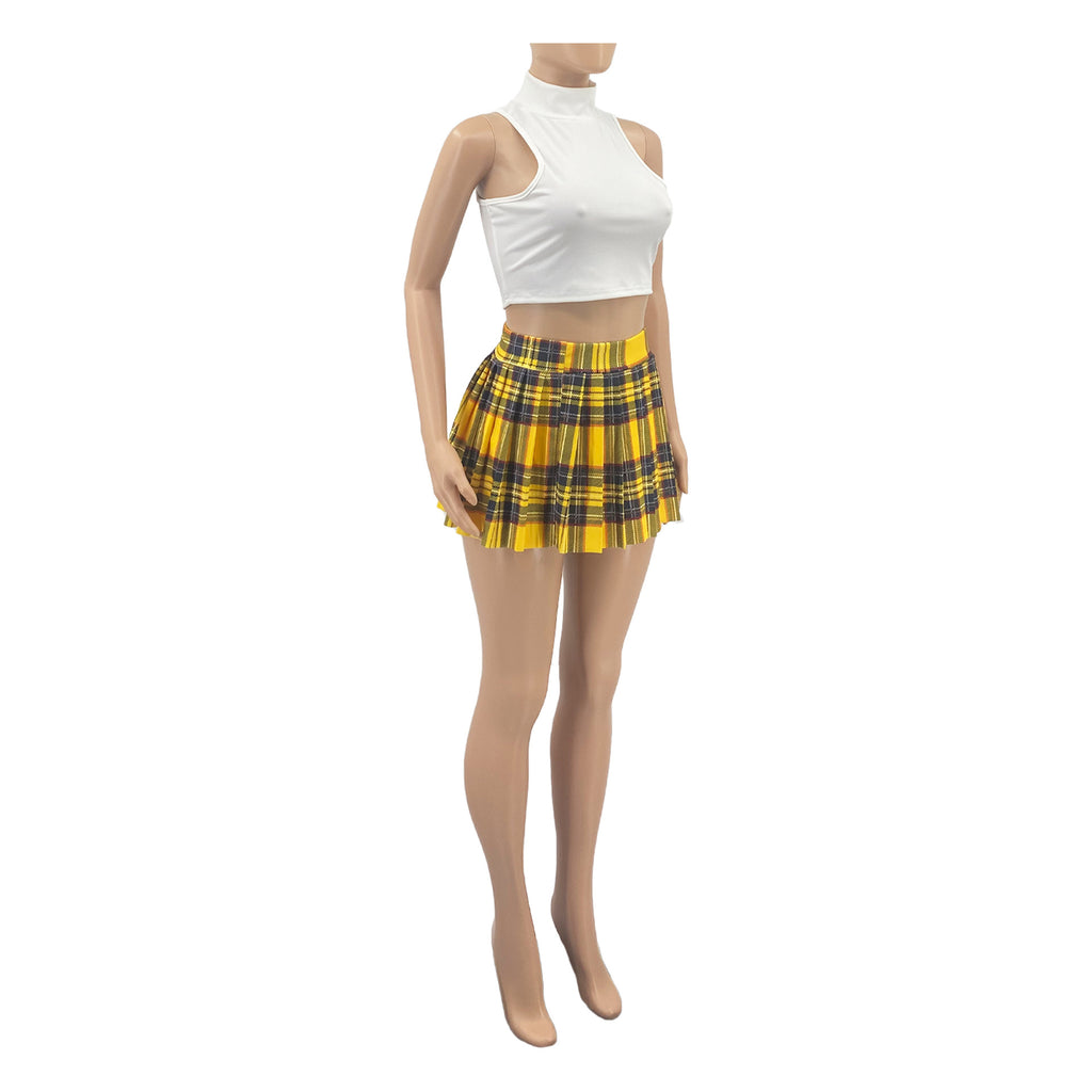 Women'S Summer Solid Color Sexy Mini Pleated Skirt