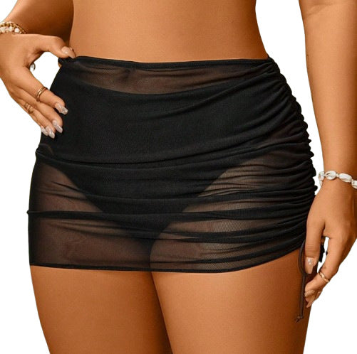 Plus Size Women Mesh Drawstring Bikini Beach Wear