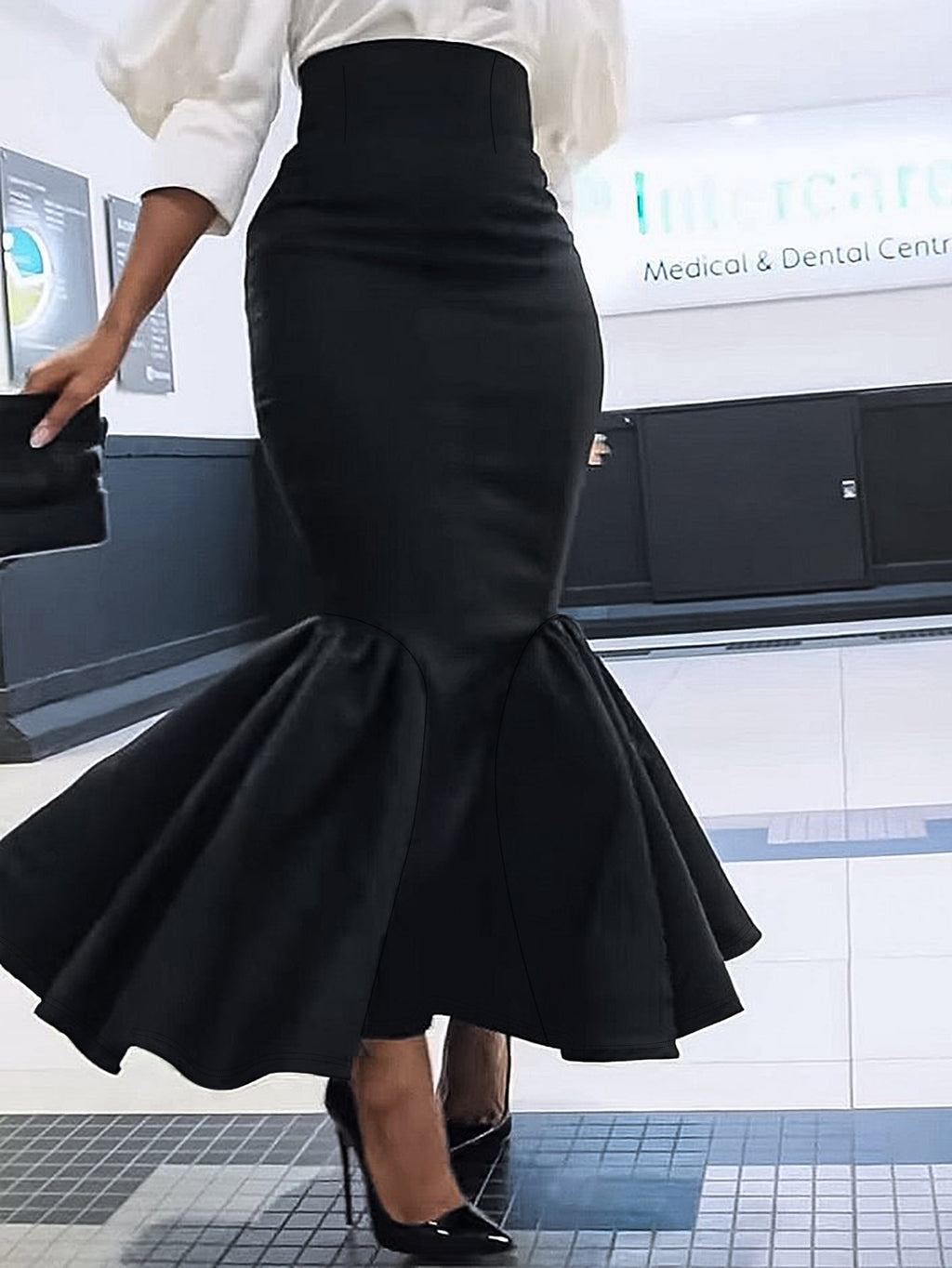 Plus-Size Women Solid Elegant Half-Sleeve Bodycon Maxi Dress