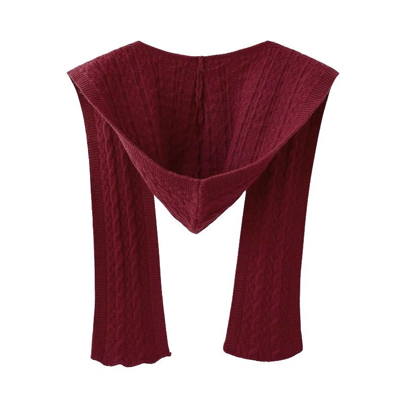 Shawl Hat Scarf Integrated Hooded Knitted