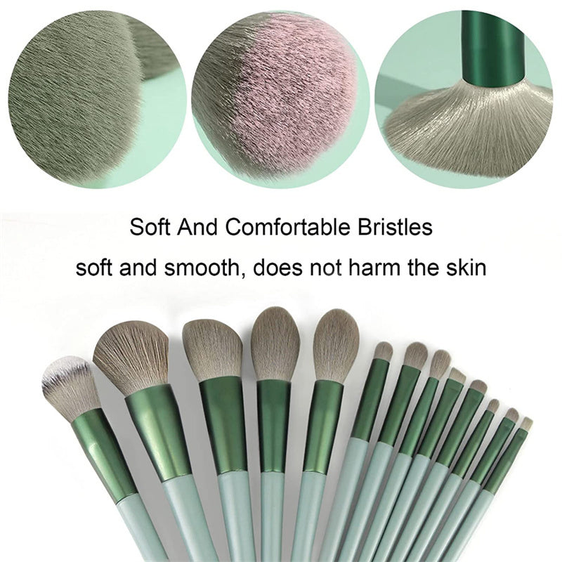 13-Piece Professional Makeup Brush Set - Foundation, Blush & Eye Brushes