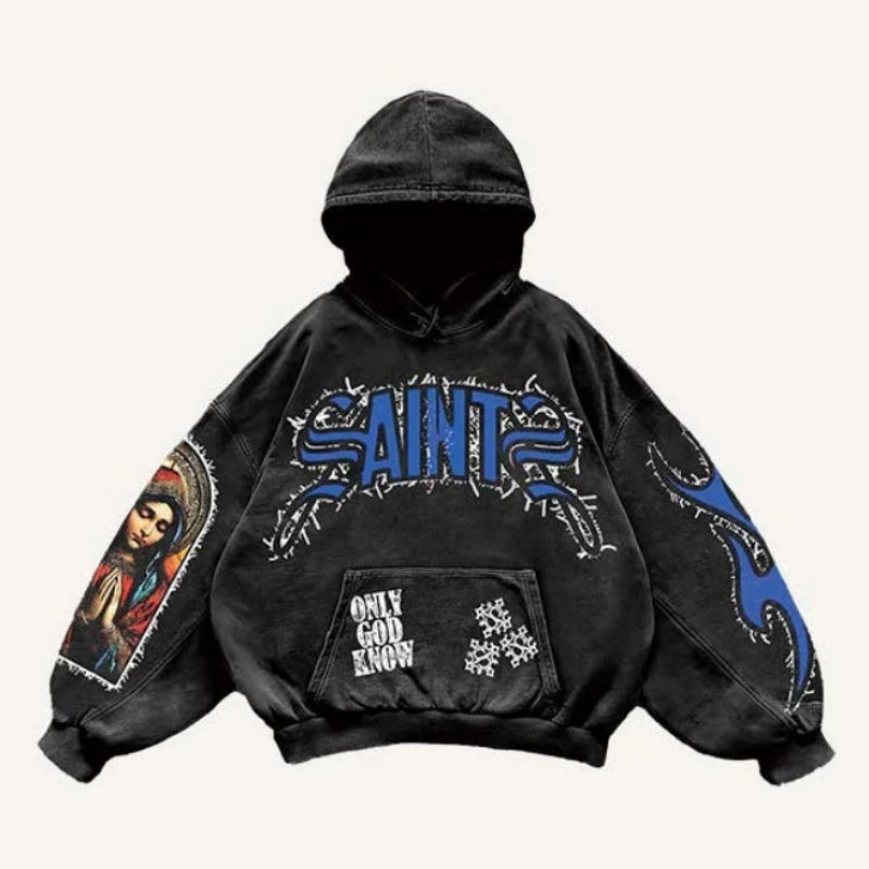 Men's Pullover Hooded Printed Sweater