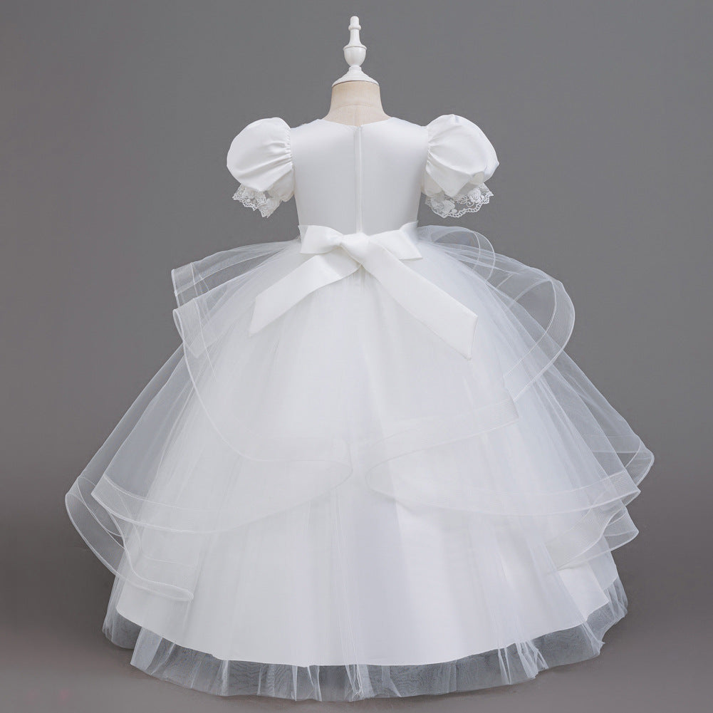 Kids Summer Beaded Wedding Princess Flower Girl Dress