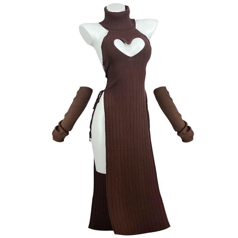 Women's Solid Color Casual Versatile Heart-shaped High-neck Cheongsam Dress