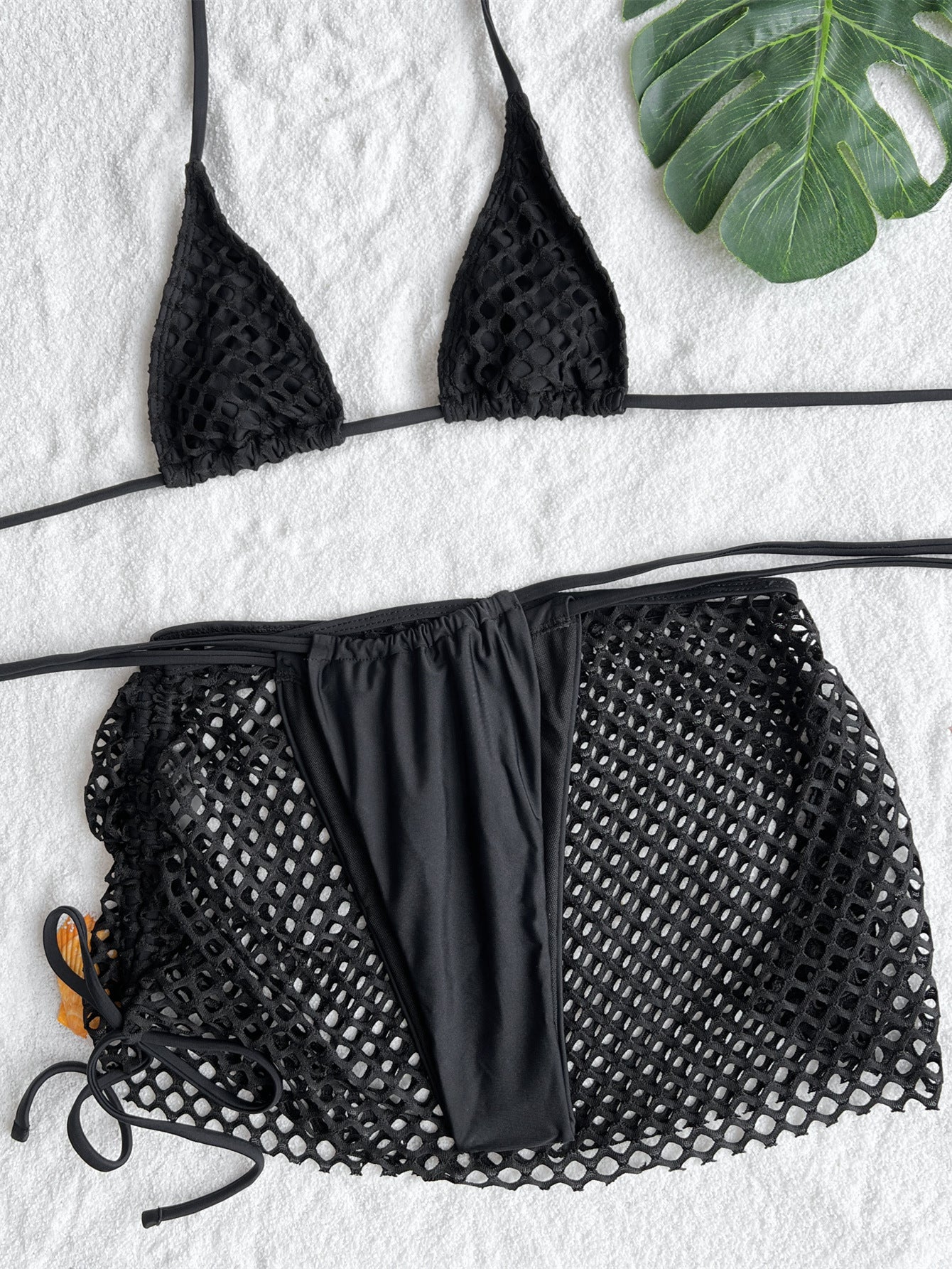 Women's Solid Color Three-Piece Bikini Swimsuit