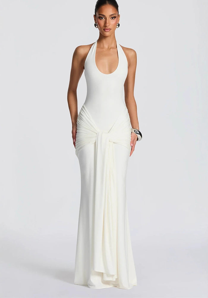 Women U-Neck Sleeveless Ribbon Bodycon Dress - Infinite Luxe