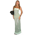 Sexy Tube Top Solid Color Slim Long Socialite Style Dress