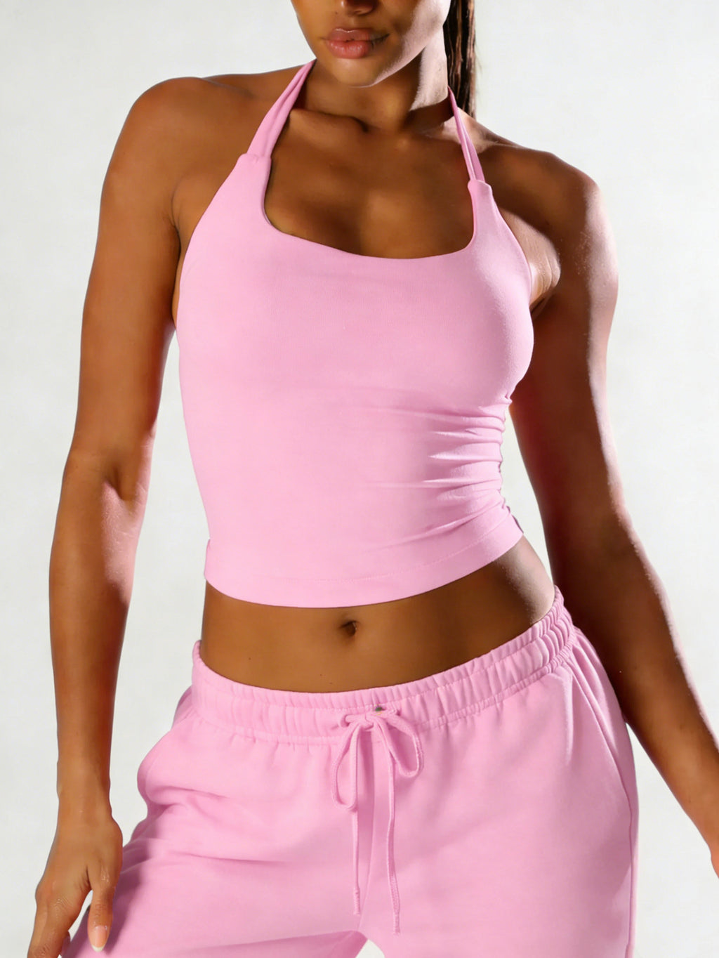 Women Square Neck Halter Neck Seamless Yoga Fitness Tank Top with Bra Pads
