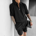 Men's Zipper Polo & Shorts Set - Summer Two-Piece Outfit