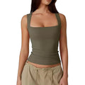 Summer Square-neck Tank Vest Ins Fashion Slim Solid Sleeveless Tops For Women Clothing