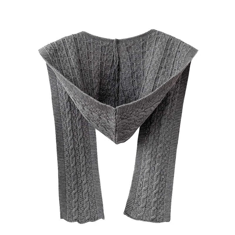 Shawl Hat Scarf Integrated Hooded Knitted