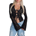 Elegant Sexy See-through Cardigan Slim-fit Slimming Lace Top