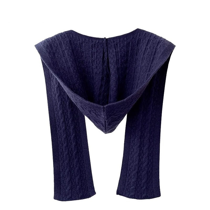 Shawl Hat Scarf Integrated Hooded Knitted