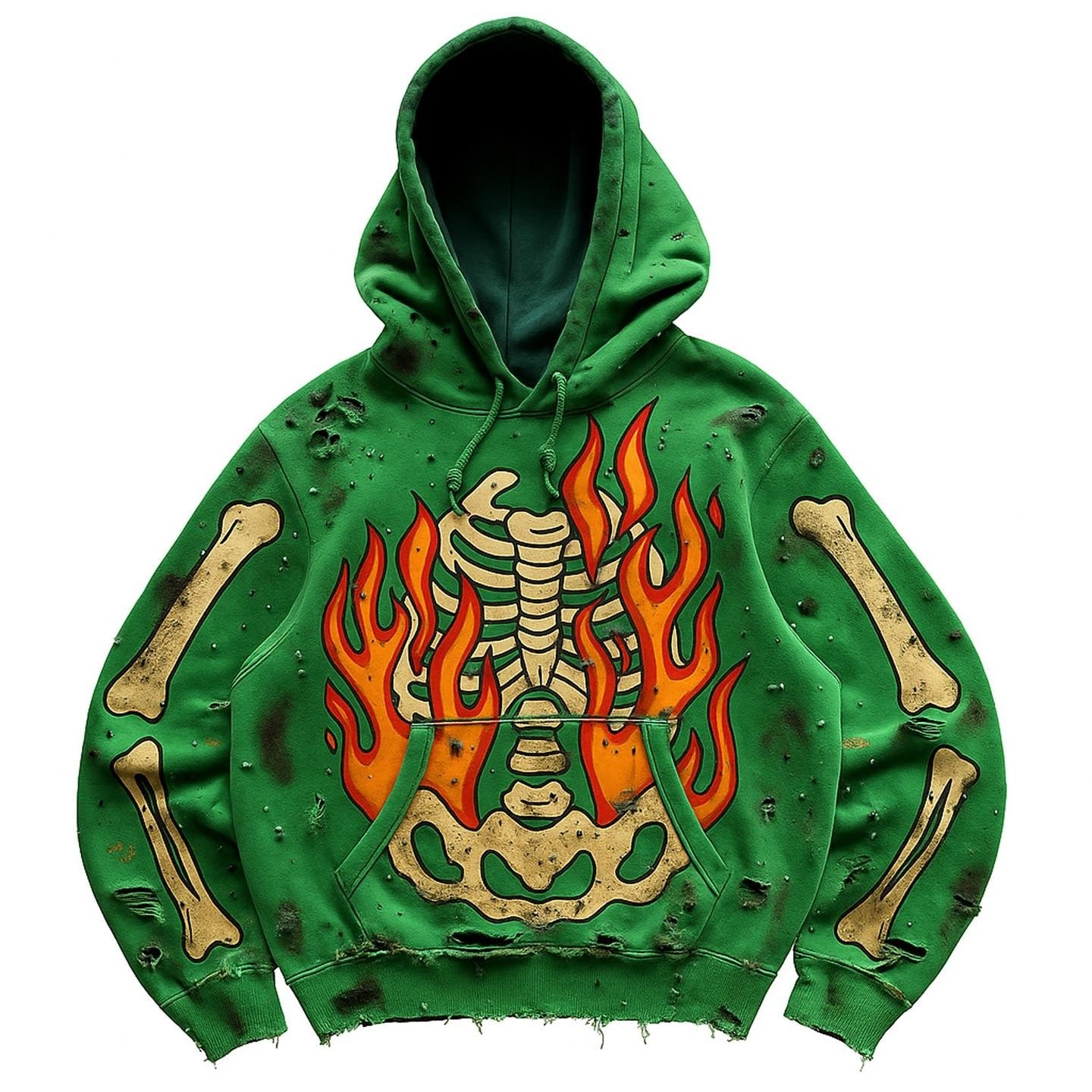 Fashion Casual Printed Green Burning Sweater