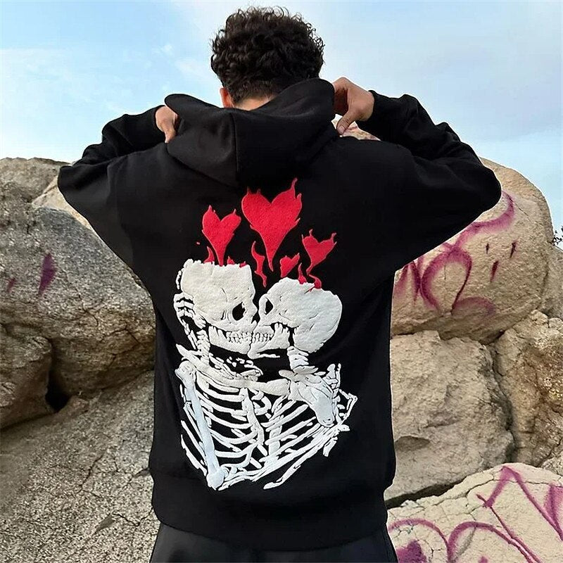 Men's Loose-Fit Graphic Hoodie - Casual Comfort Sweater