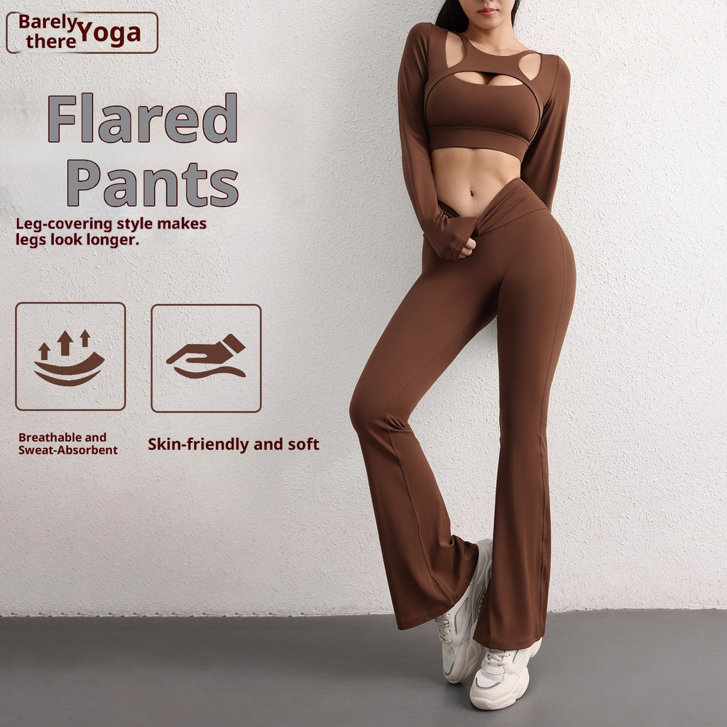 High-waisted Peach Butt-lifting Quick-dry Flare Yoga Pants For Women