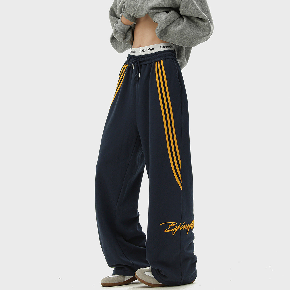Trendy Brand Striped Men's Loose Straight-leg Casual Pants