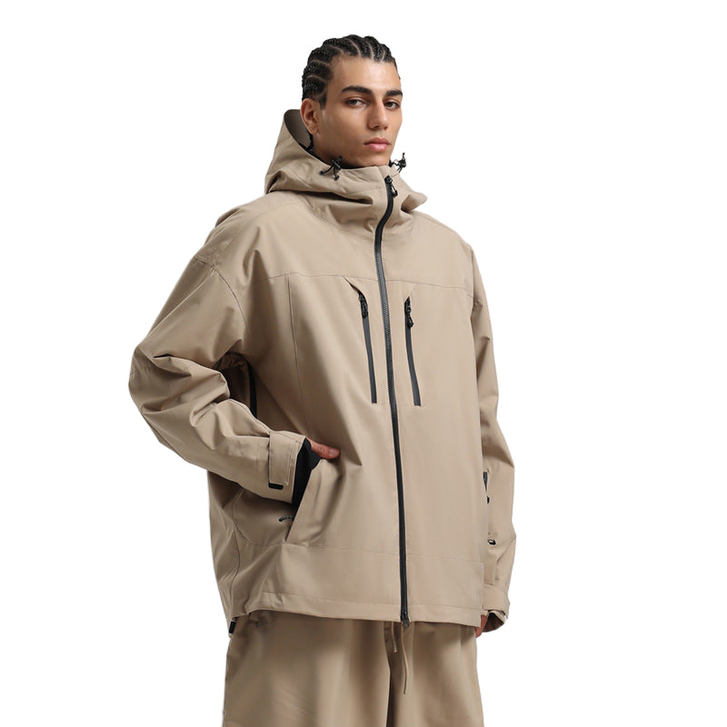 Men's Waterproof Breathable And Loose Zip Ski Suit Jacket