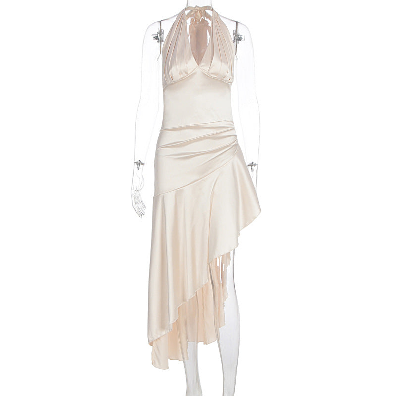 Women's Sexy Chic Halter Neck V-Neck Slit Formal Dress