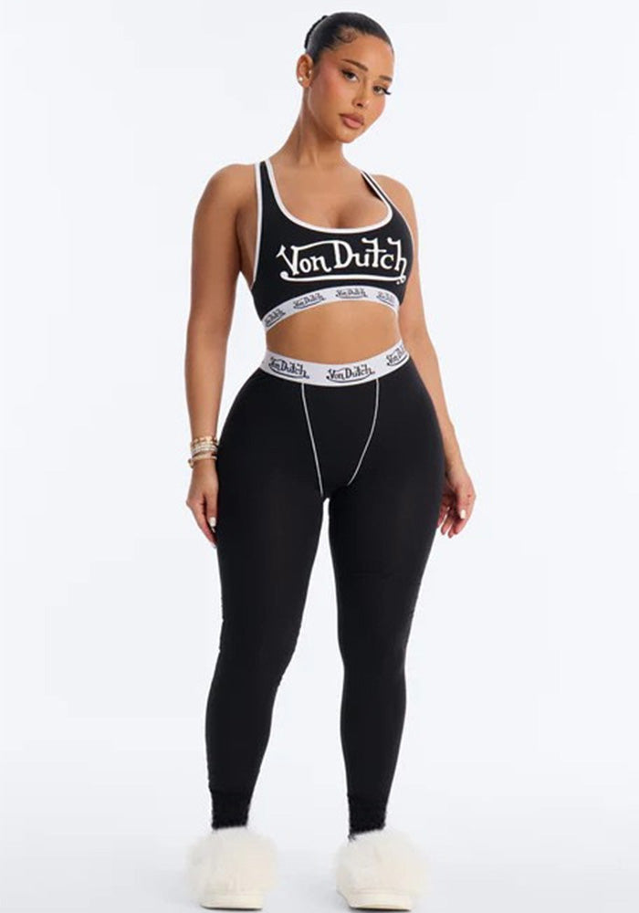 Sexy Black Women Printed Slim Fit Tank Top Pants Set
