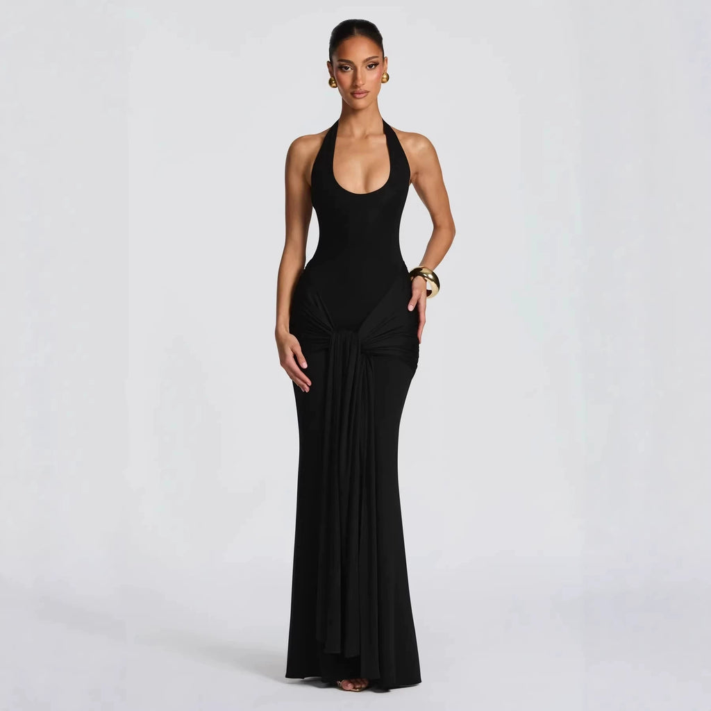 Women U-Neck Sleeveless Ribbon Bodycon Dress