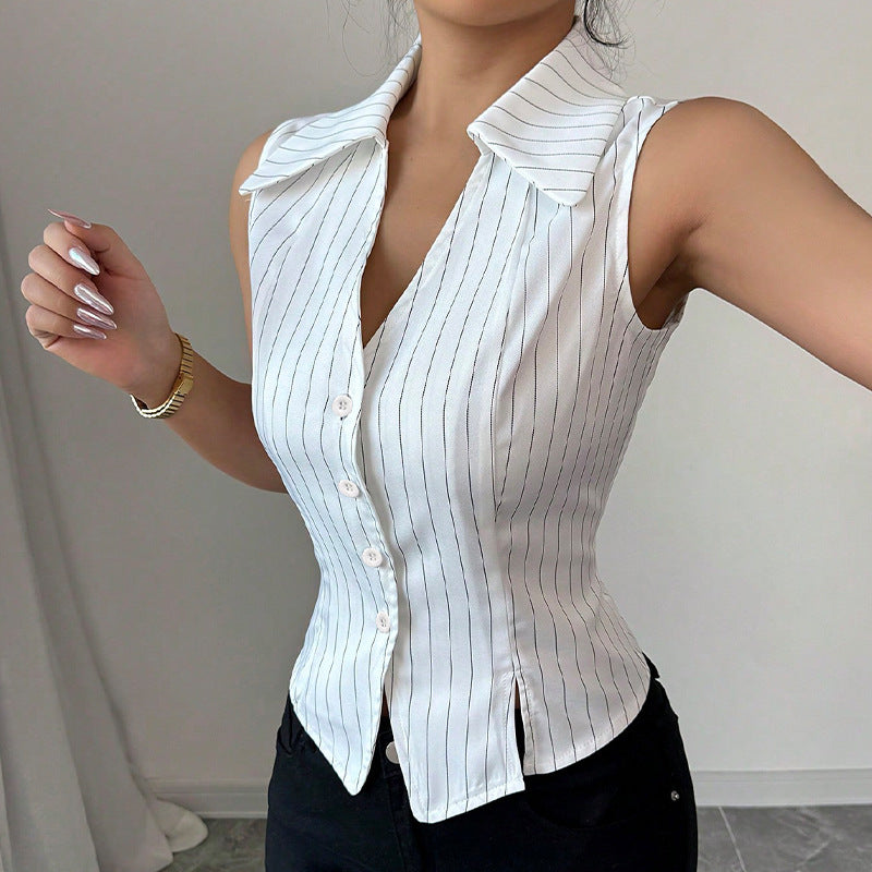 Women Summer Striped Sleeveless Shirt Top