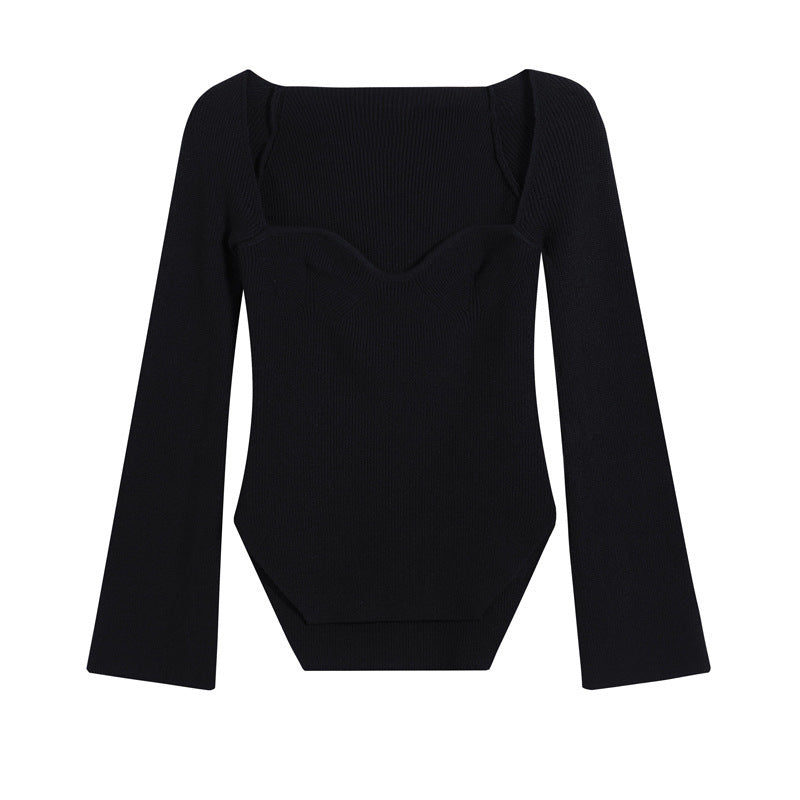 African-Style Fall/Winter Off-The-Shoulder Basic Knitting Sweater Top
