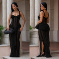 Women Sexy See-Through Lace Strap Bodycon Dress