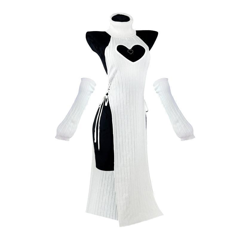 Women's Solid Color Casual Versatile Heart-shaped High-neck Cheongsam Dress